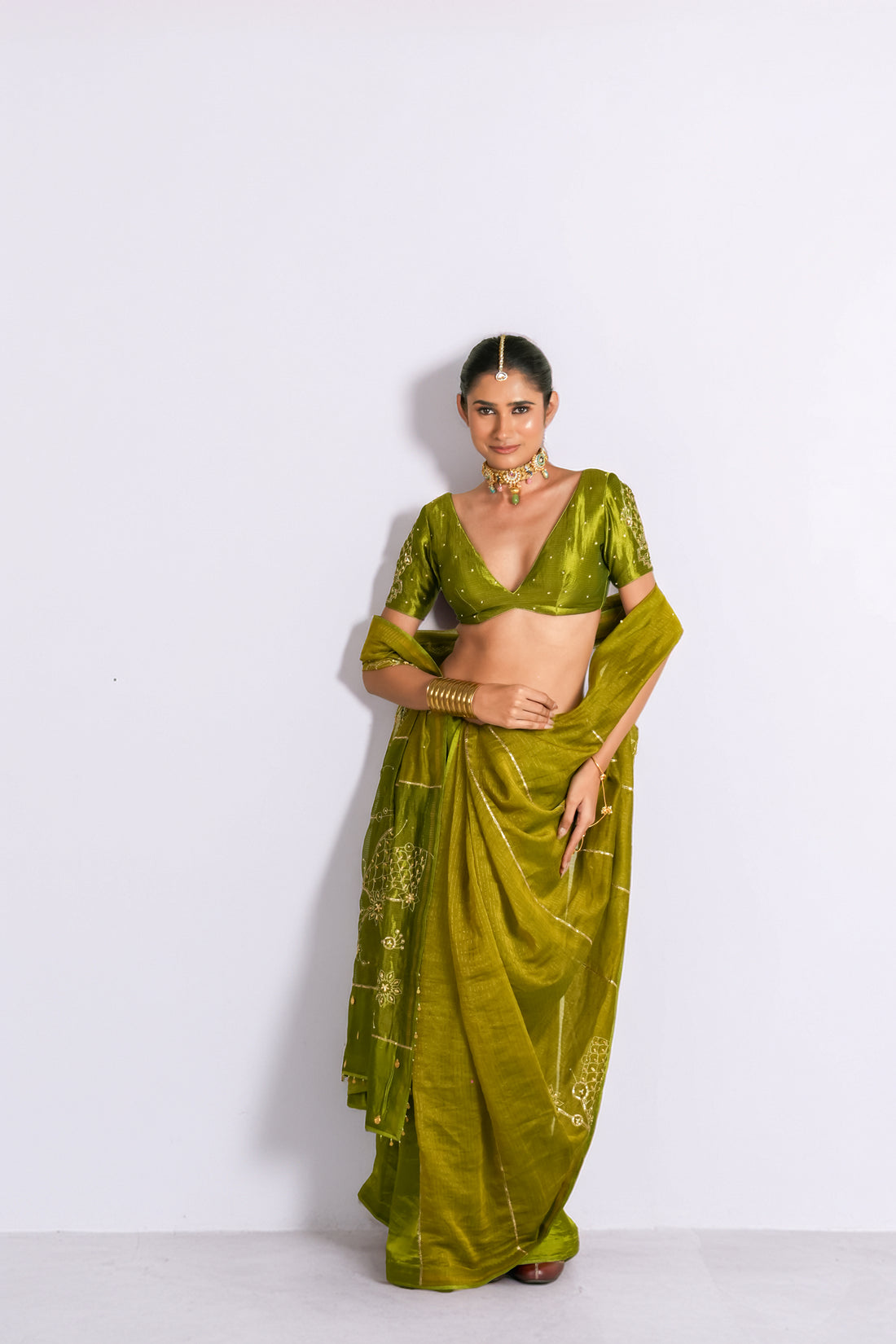 Lakeer | Pista green Saree