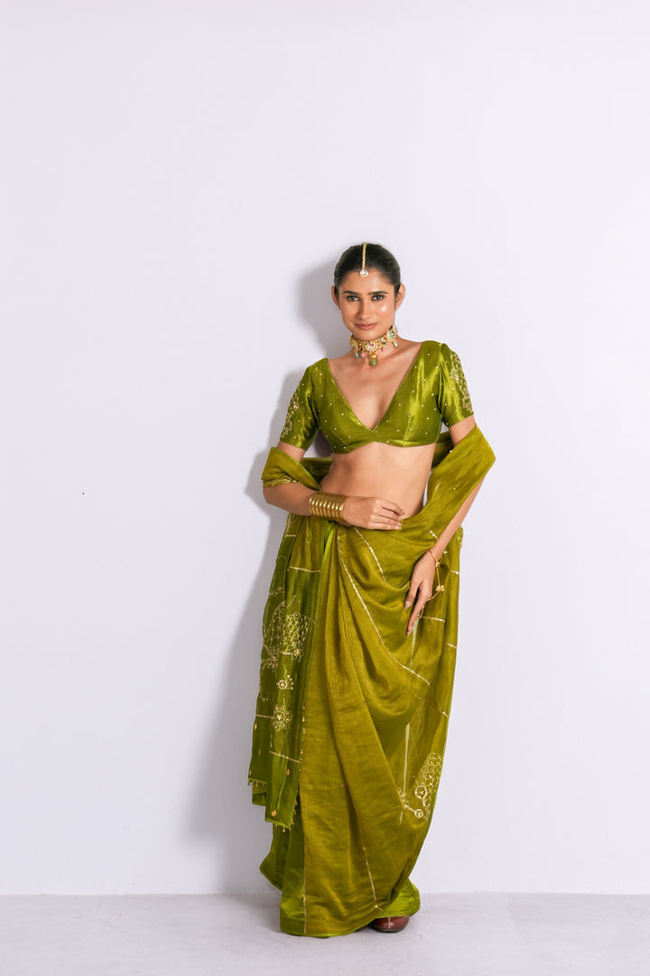 Lakeer | Pista green Saree