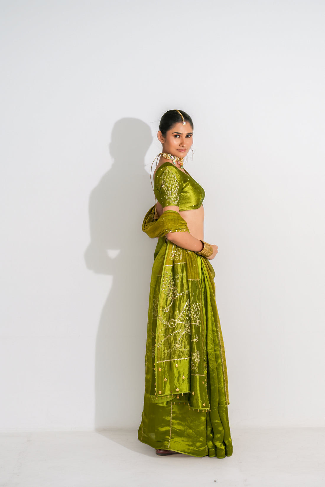 Lakeer | Pista green Saree