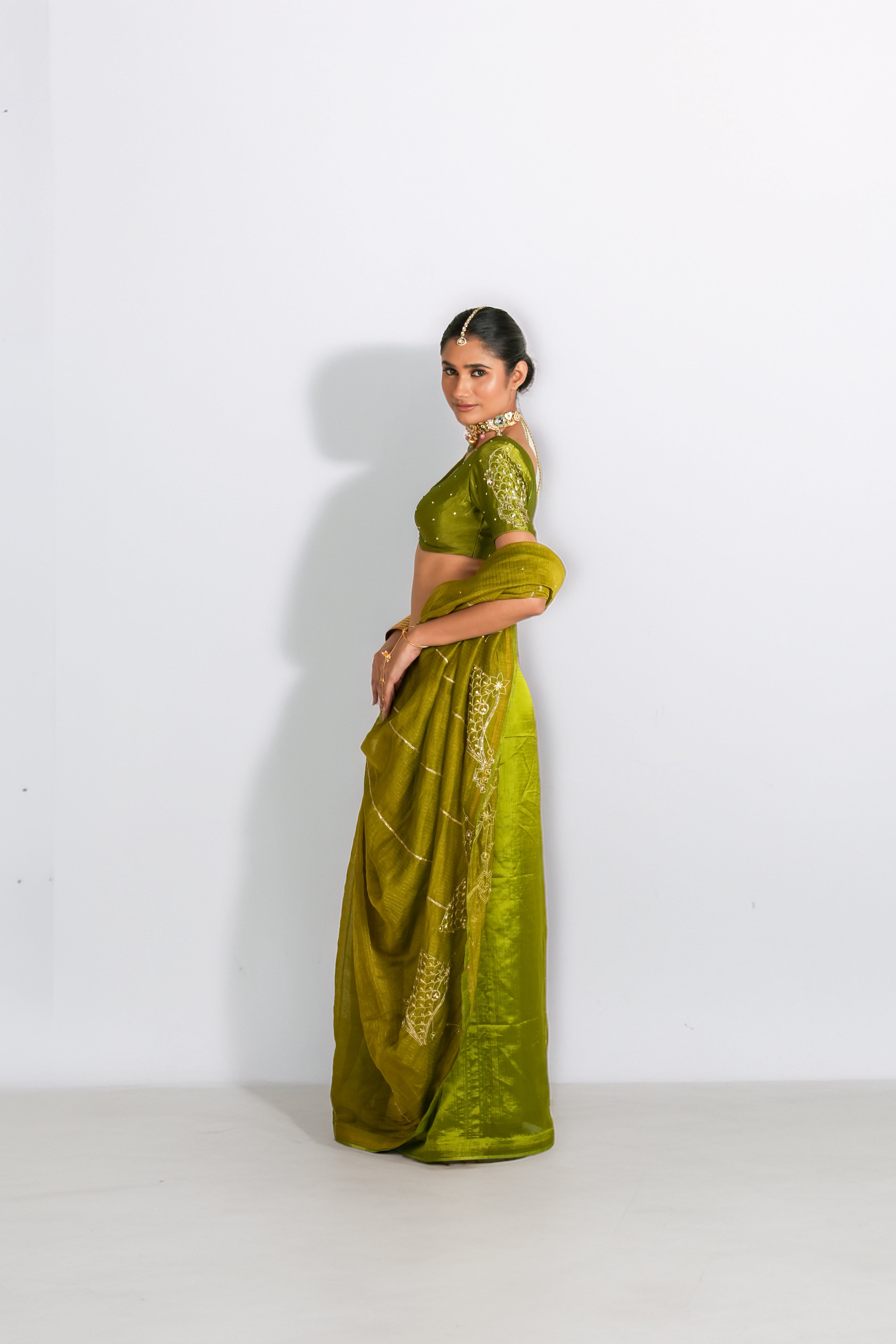 Lakeer | Pista green Saree