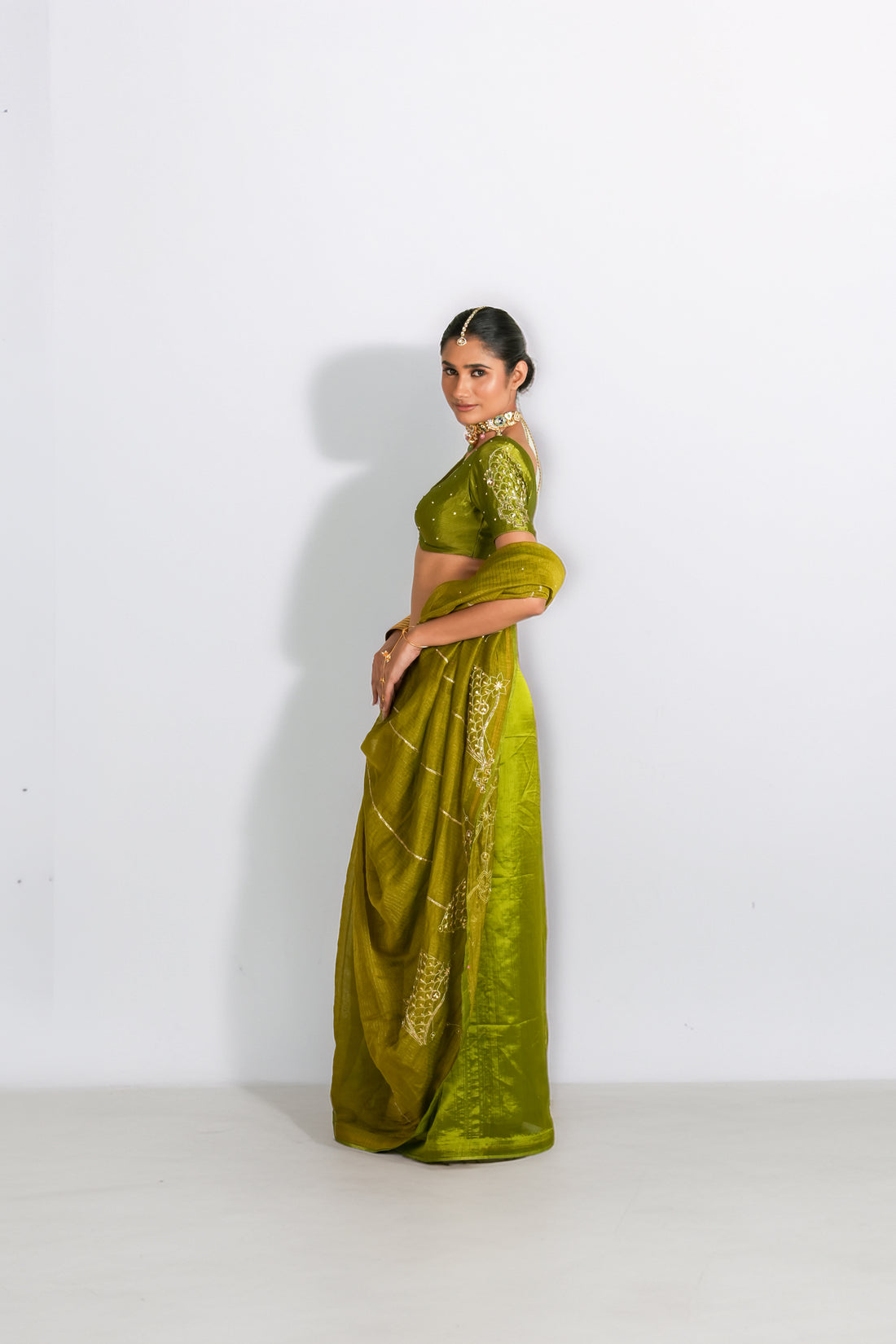 Lakeer | Pista green Saree