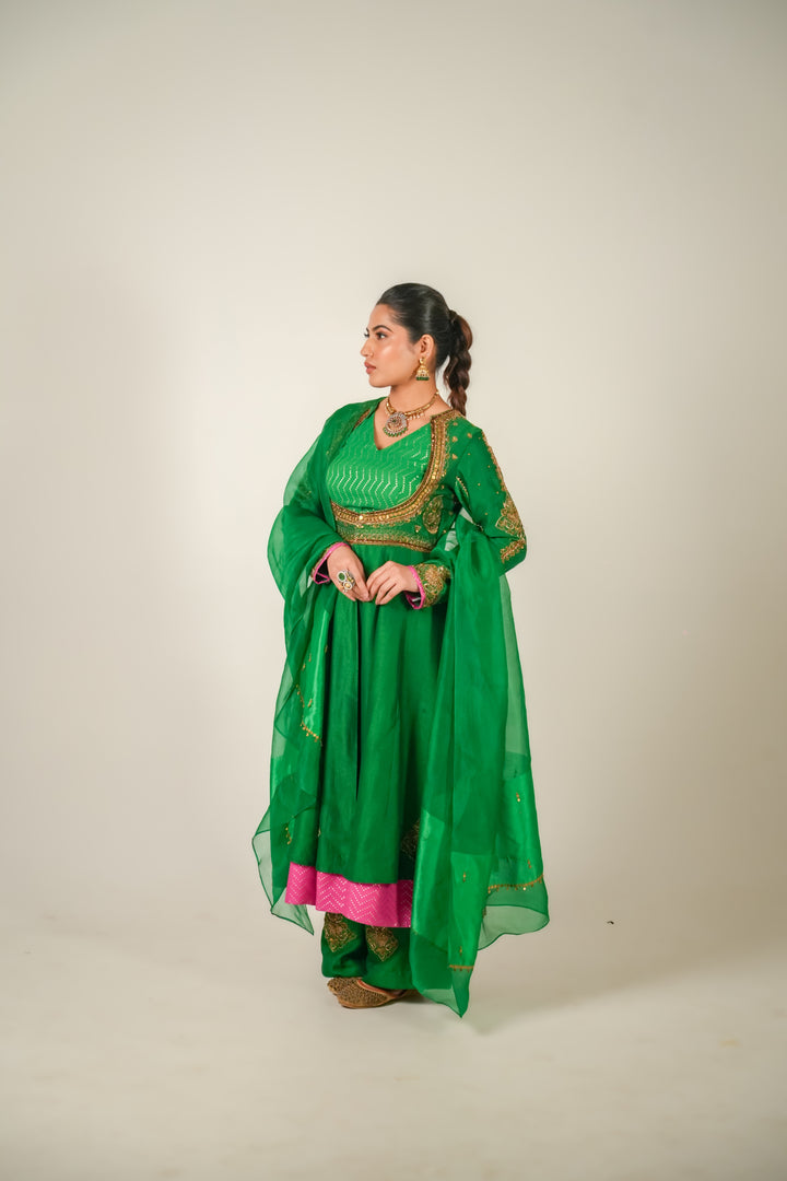 The Dagina | Green Anarkali Set