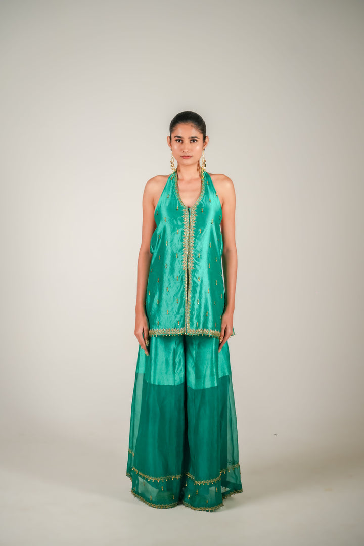 Teal Halter Neck Set