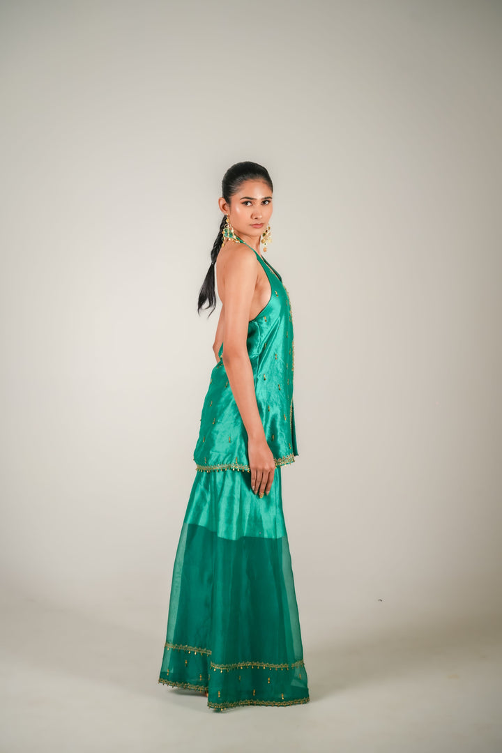 Teal Halter Neck Set