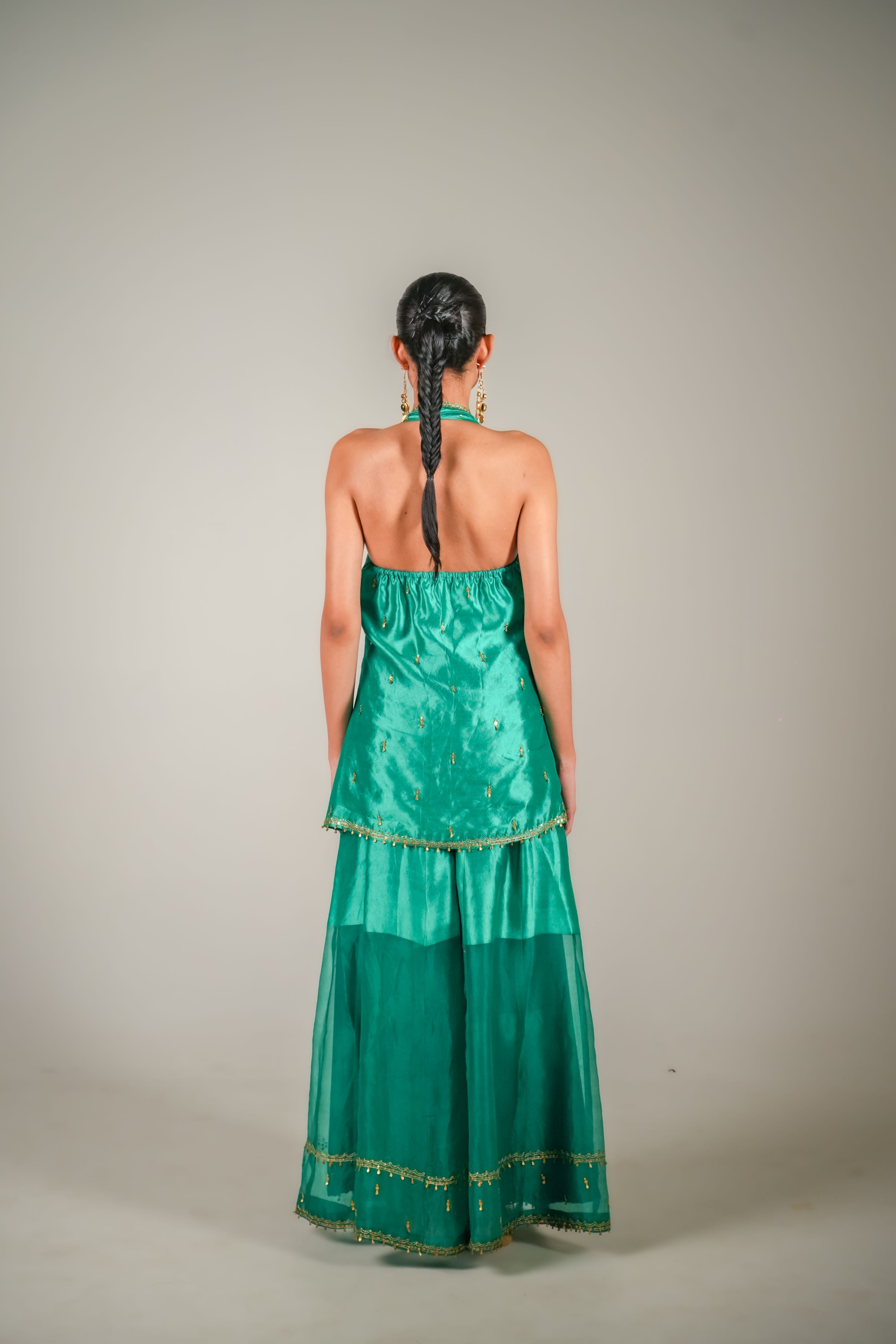 Teal Halter Neck Set