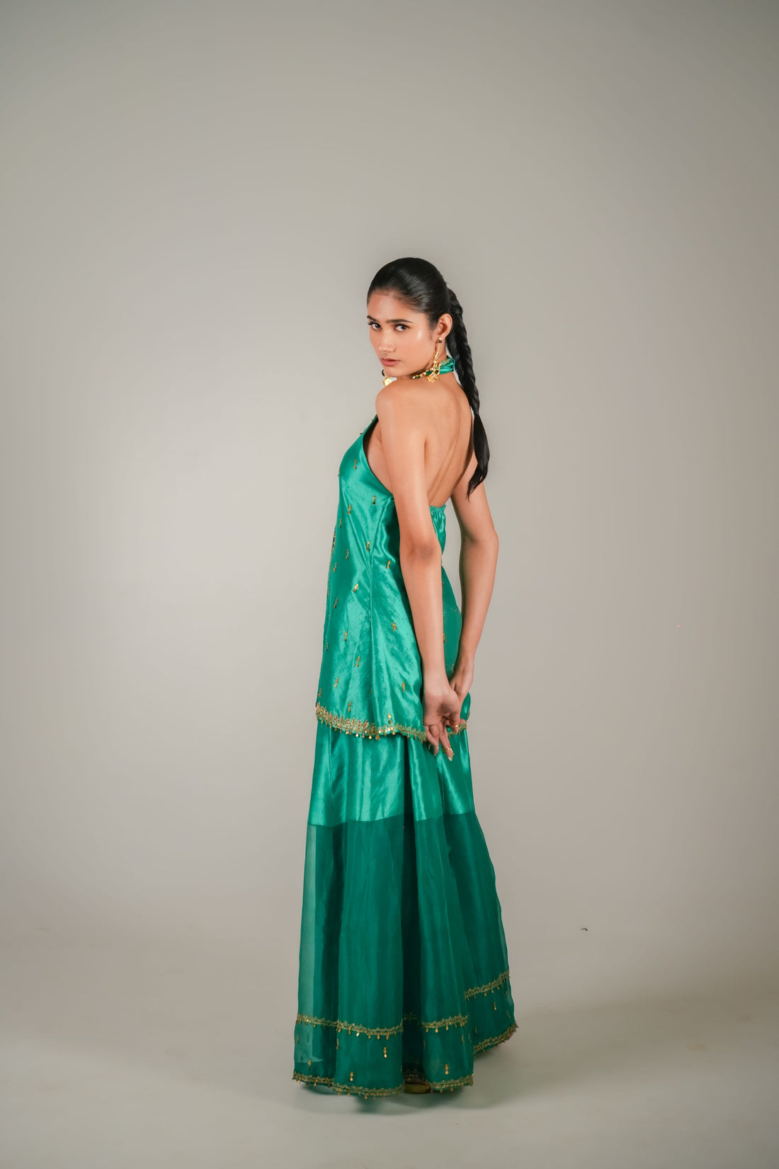 Teal Halter Neck Set