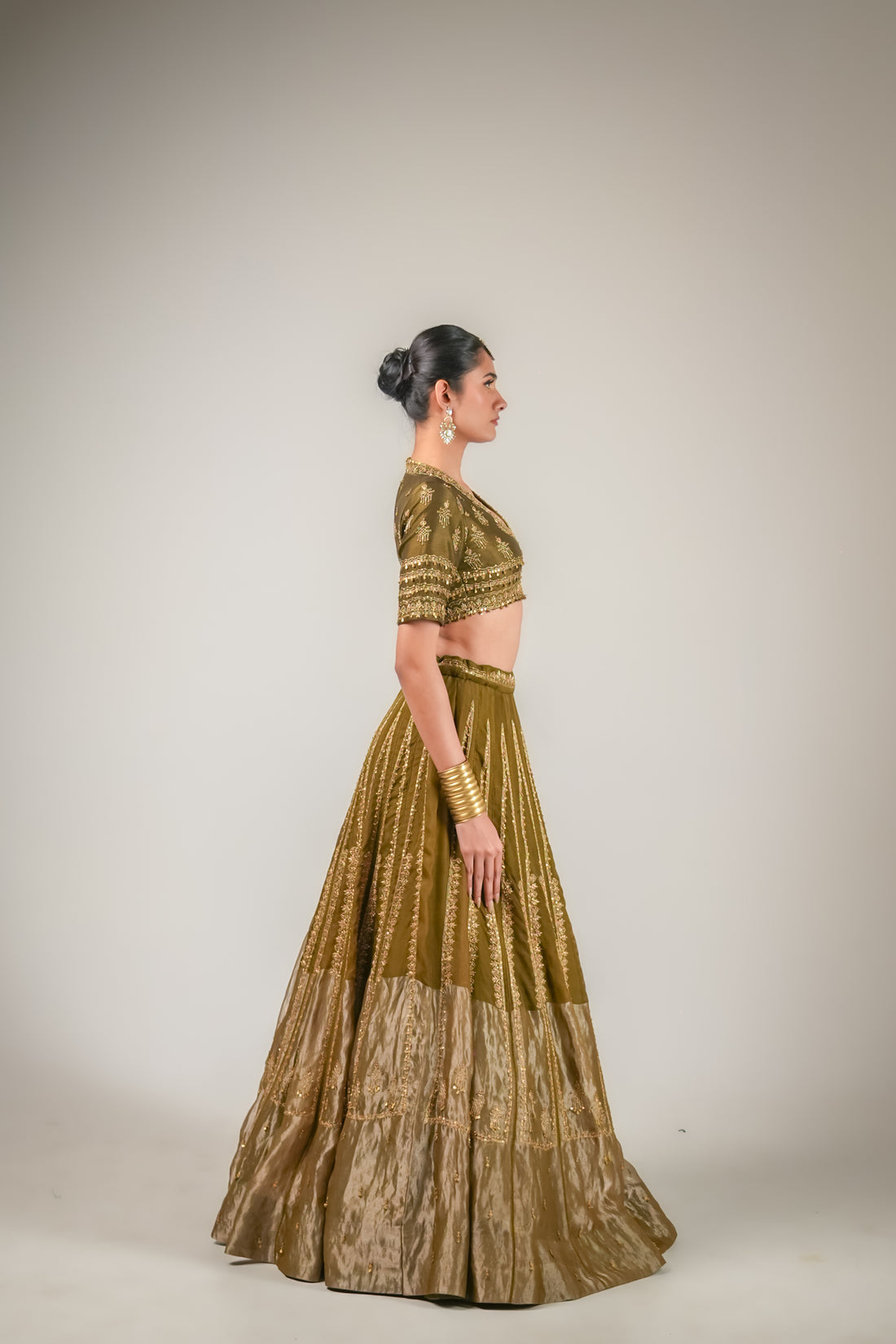 Lakeer | Olive Green Lehenga Set
