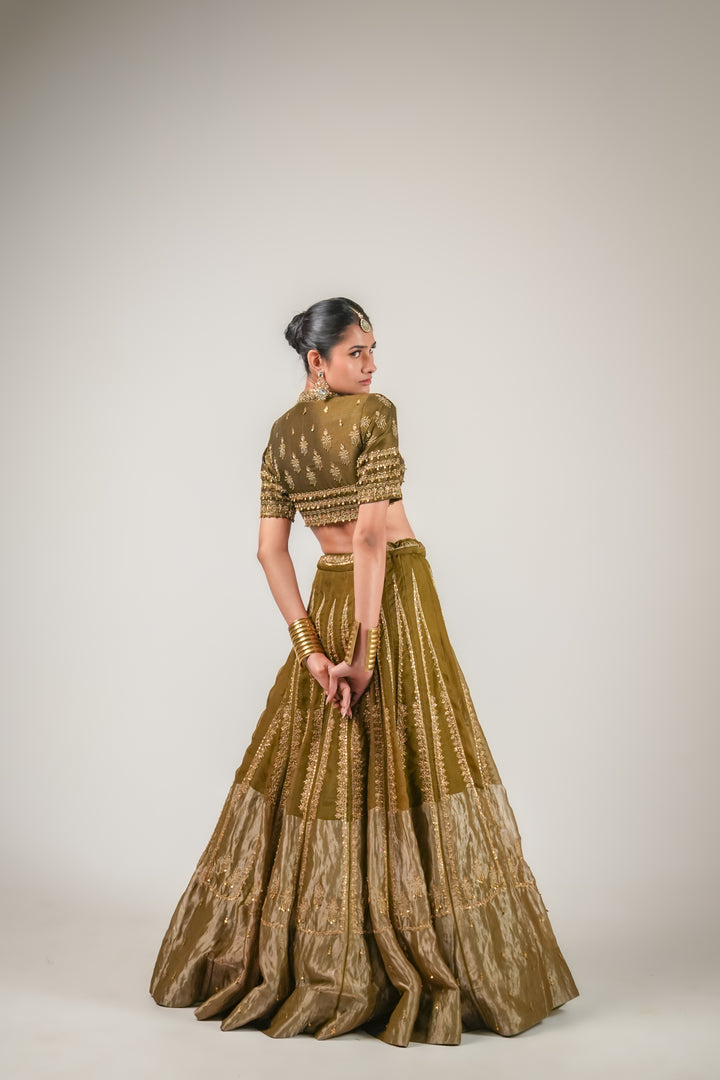 Lakeer | Olive Green Lehenga Set