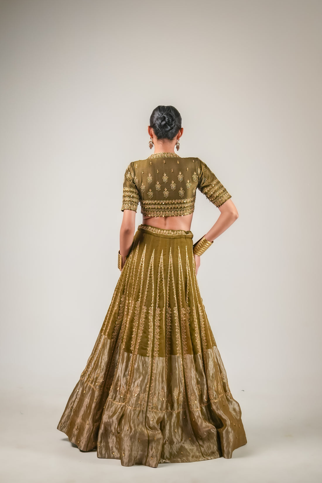 Lakeer | Olive Green Lehenga Set