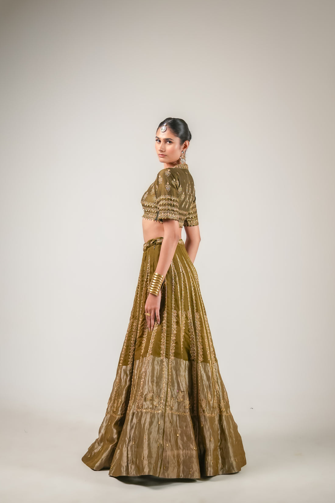 Lakeer | Olive Green Lehenga Set