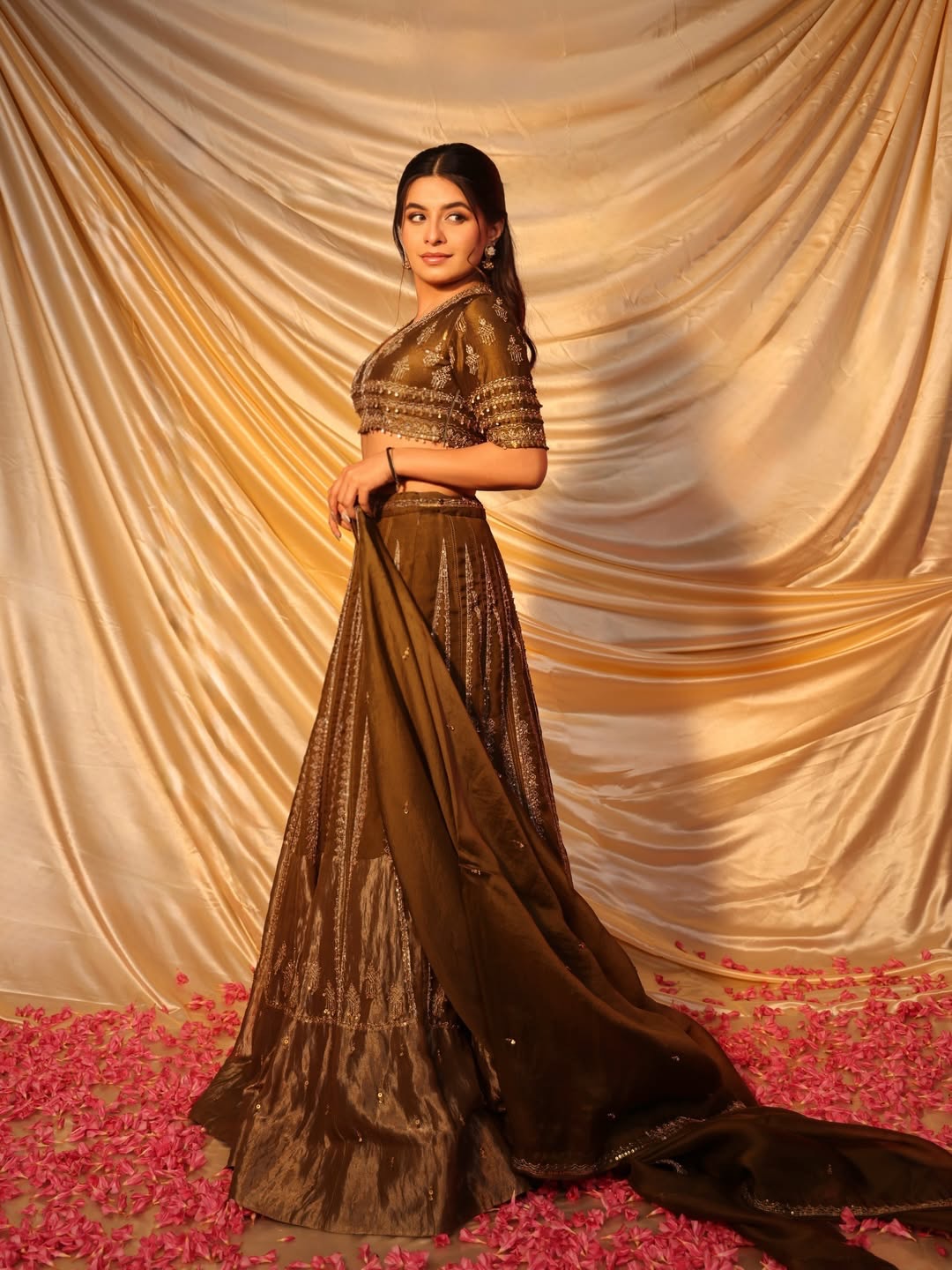 Prerna Mehra in Olive Green Lehenga Set
