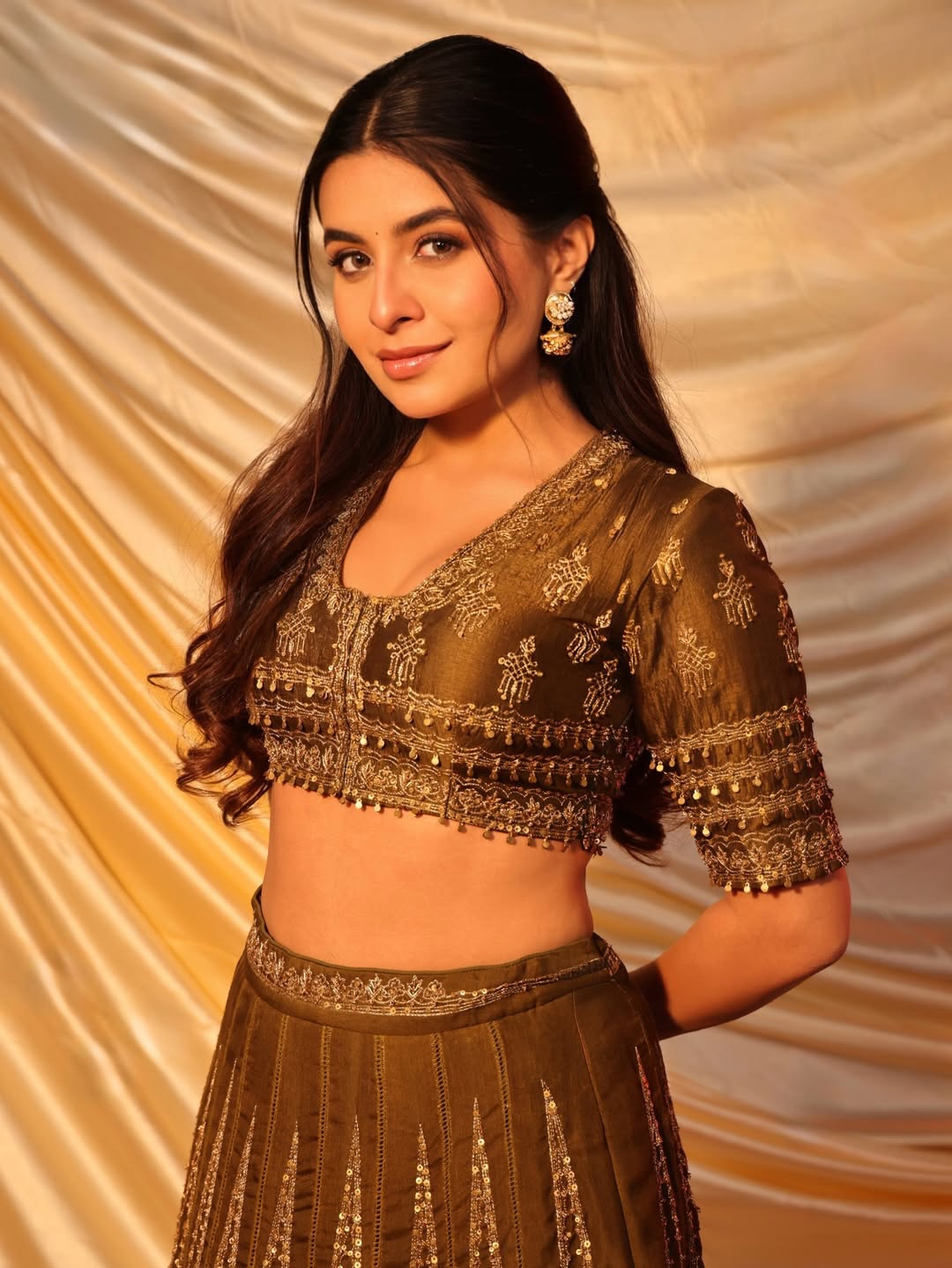 Prerna Mehra in Olive Green Lehenga Set