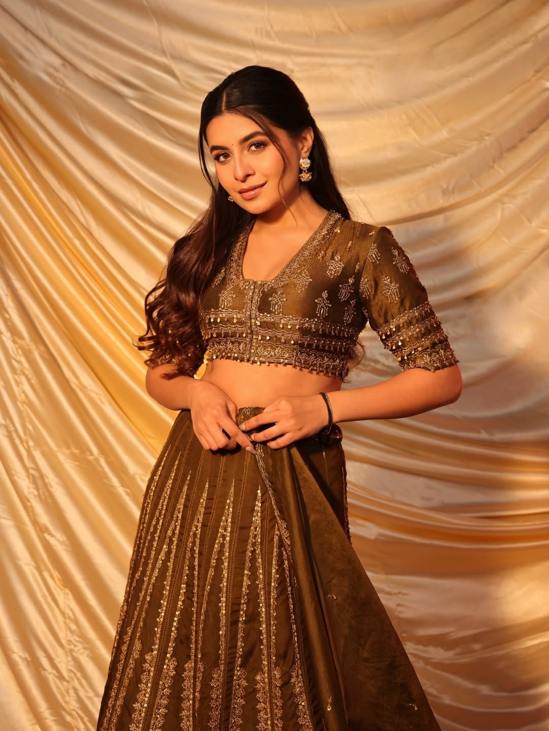 Prerna Mehra in Olive Green Lehenga Set