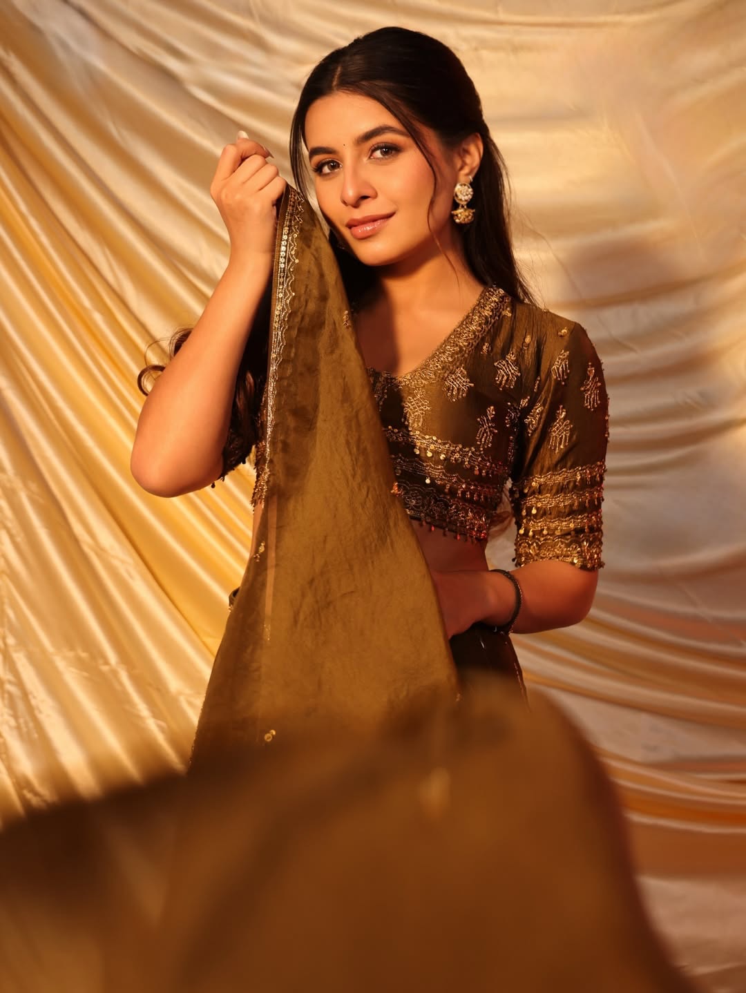 Prerna Mehra in Olive Green Lehenga Set