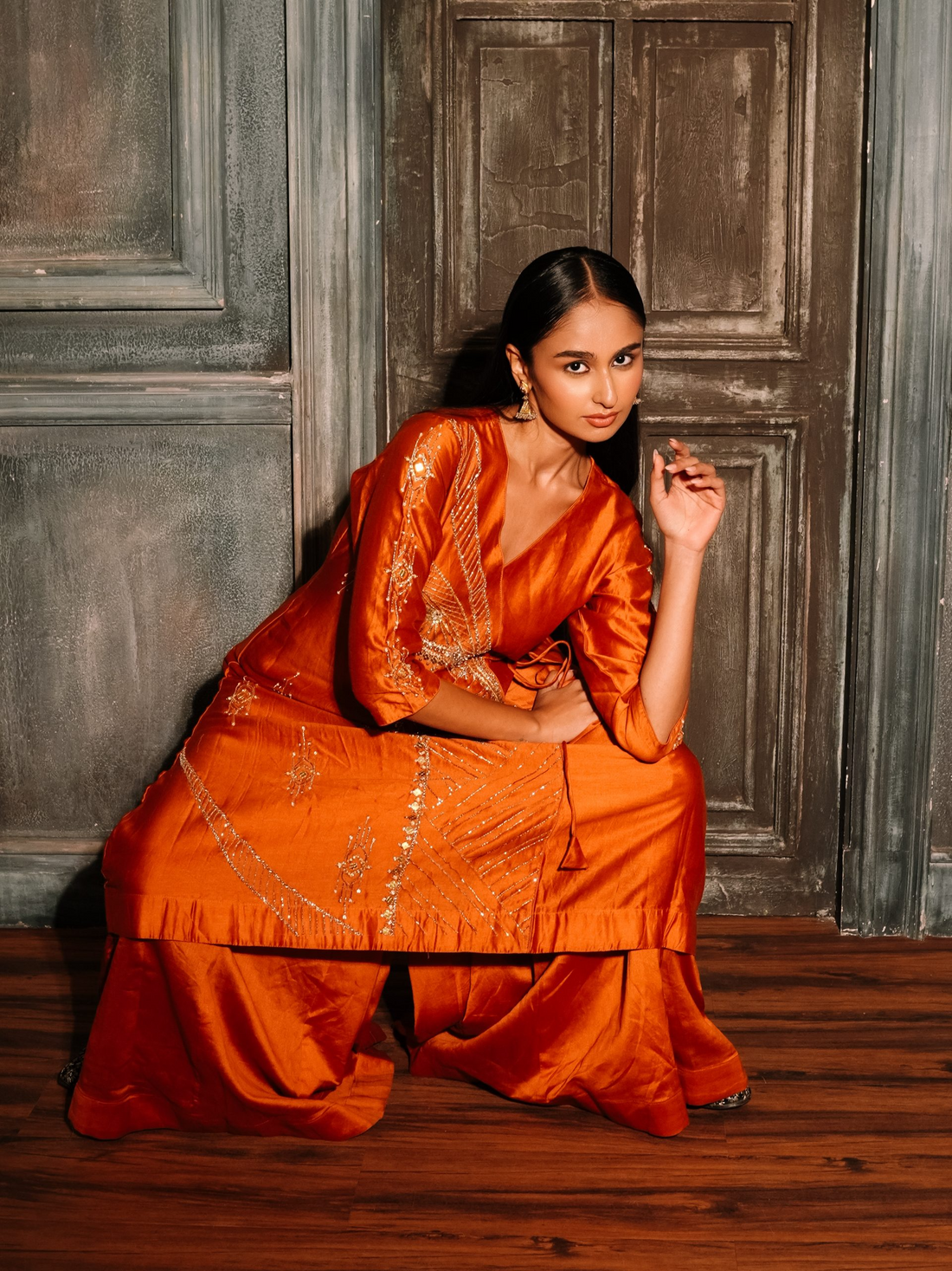 Burnt Orange Anghrakha – Poshak