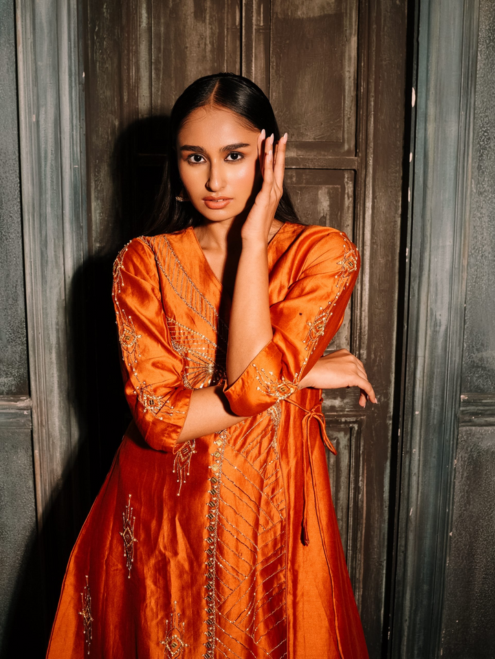 Burnt Orange Anghrakha – Poshak