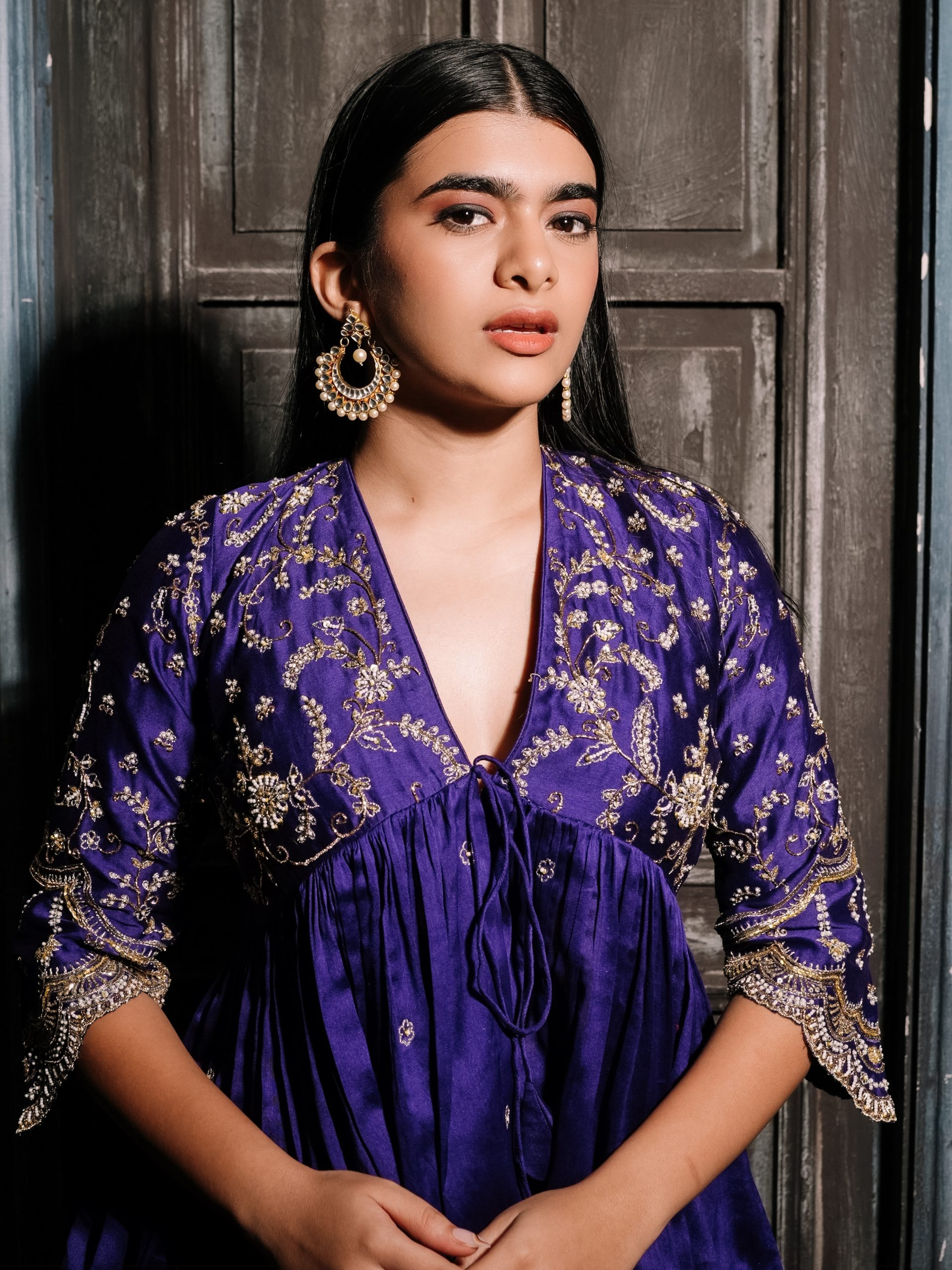 Purple Poshak with Hand Embroidery