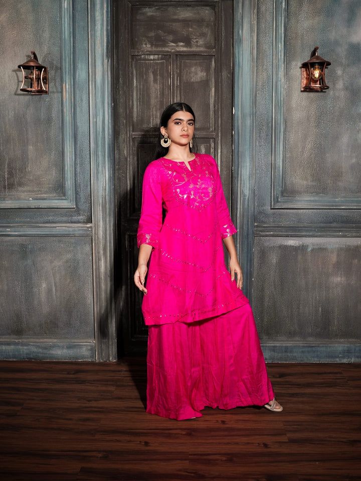 Pink Silk with Banarasi Patch.