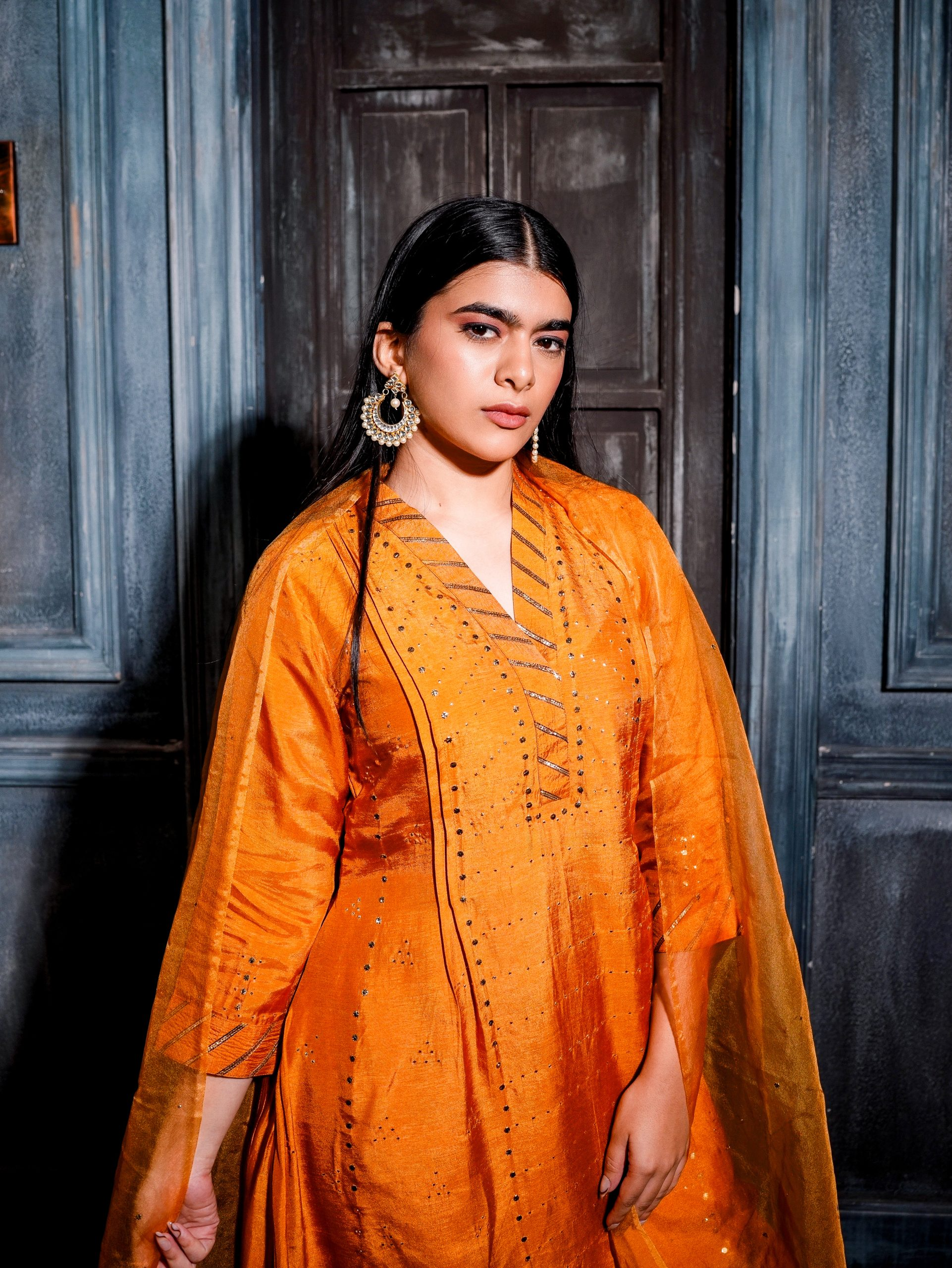 Silk Elegace set with organza Dupatta