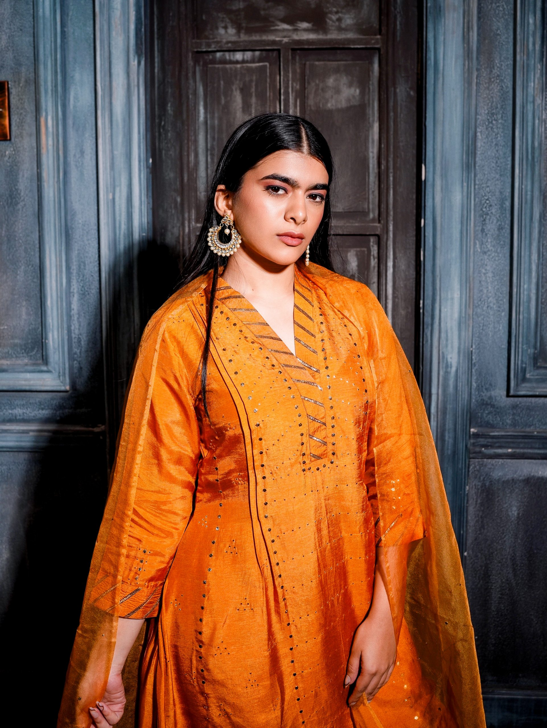 Silk Elegace set with organza Dupatta