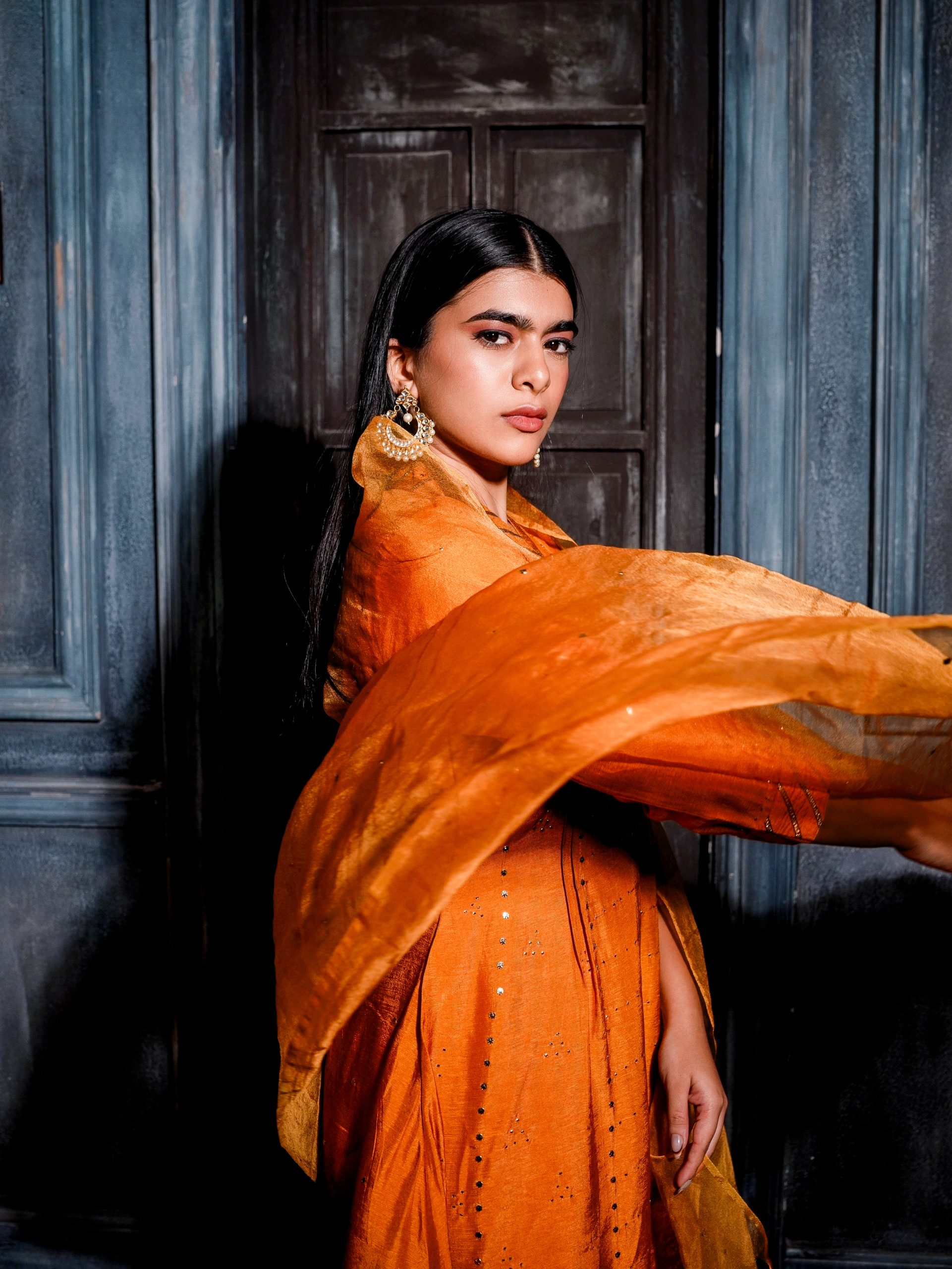 Silk Elegace set with organza Dupatta