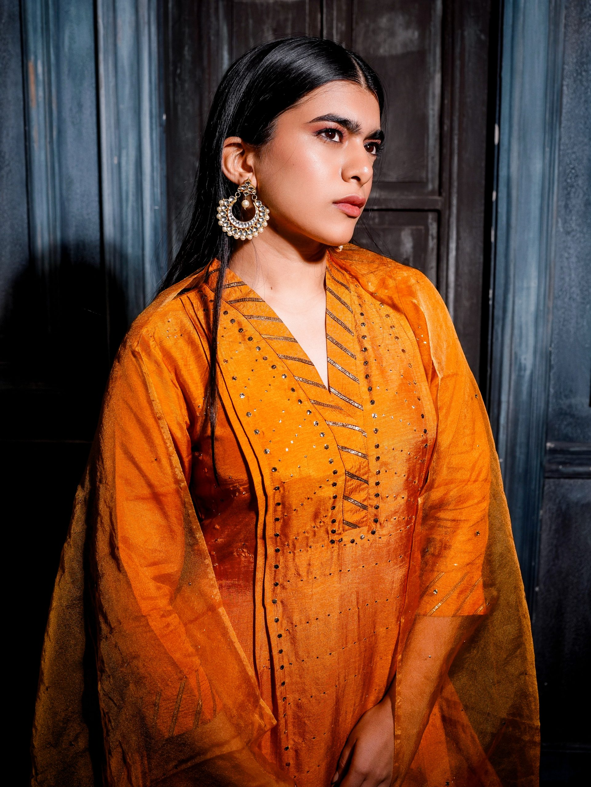 Silk Elegace set with organza Dupatta